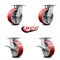 Service Caster 6 Inch Kingpinless Red Poly on Steel Wheel Swivel Caster Set with 2 Brakes SCC SCC-KP30S620-PUR-RS-2-SLB-2 - alternate 6